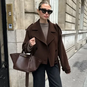 Двобортне пальто з вовни