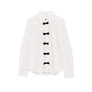 Мереживна блуза з бантом